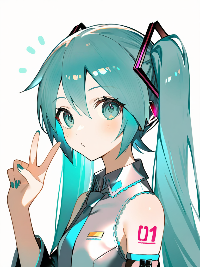 ,1girl,solo,v,looking at viewer,hatsune miku, <lora:fanggeCL-000024:1>, masterpiece, best quality, very aesthetic, absurdres