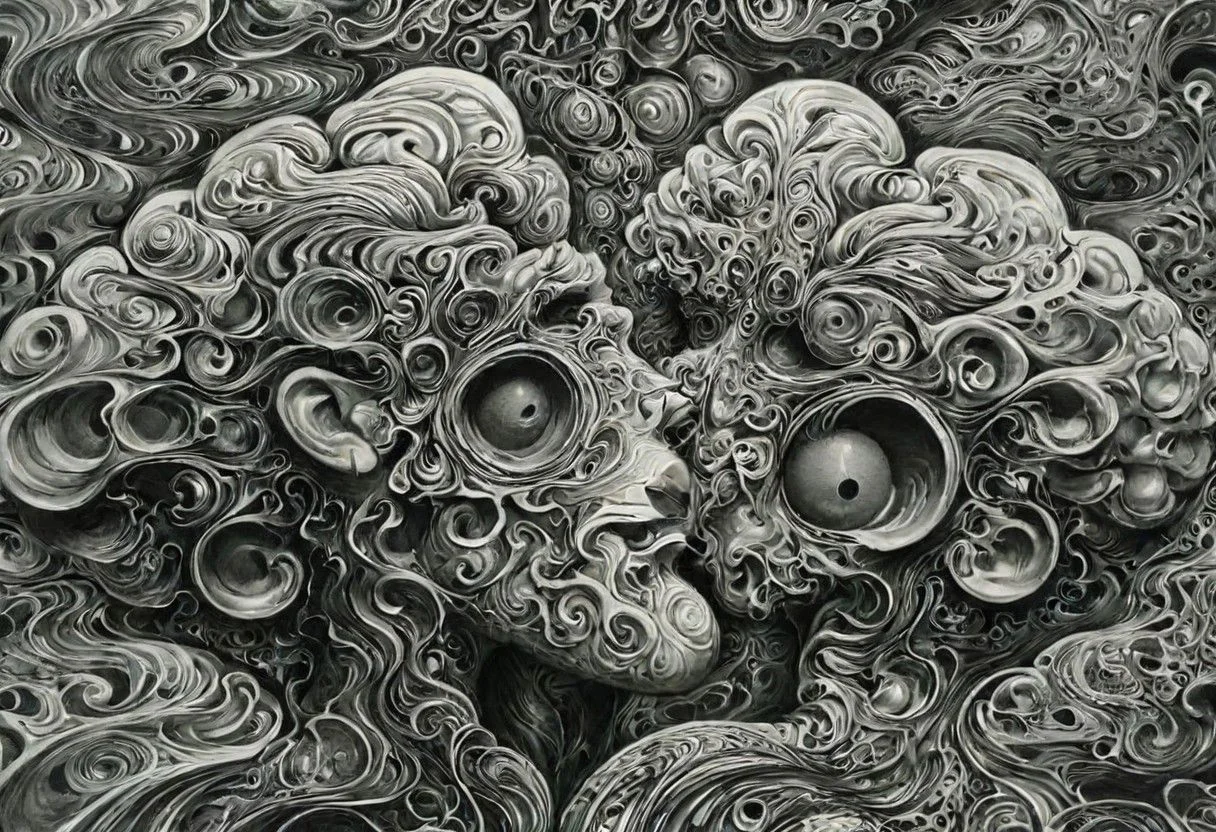 Generate a unique surreal painting exploring the theme of the human figure, psychology, and psyche. Envision broad strokes forming organic patterns, utilizing a palette of harmonious colors. Each iteration should manifest distinctiveness, capturing the ethereal nature of the mind and the intricate dance of emotions. Emphasize the interplay between the tangible and intangible aspects of the human experience, creating a visual representation that transcends conventional boundaries. Infuse the artwork with a sense of mystery, allowing the viewer to delve into the depths of the subconscious. Execute the painting with a dynamic fusion of form and abstraction, invoking a profound connection to the complexities of the psyche. Ensure that each stroke contributes to the overall harmony of the composition, while simultaneously revealing the enigmatic layers of the human mind. Let the colors and patterns resonate with emotional depth, inviting observers to interpret and immerse themselves in the surreal realm of psychological exploration.