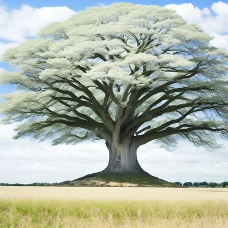 anime A large Tree stands in the center of a field (TreePhoto style:1) <lora:djzTreePhoto:0.8)