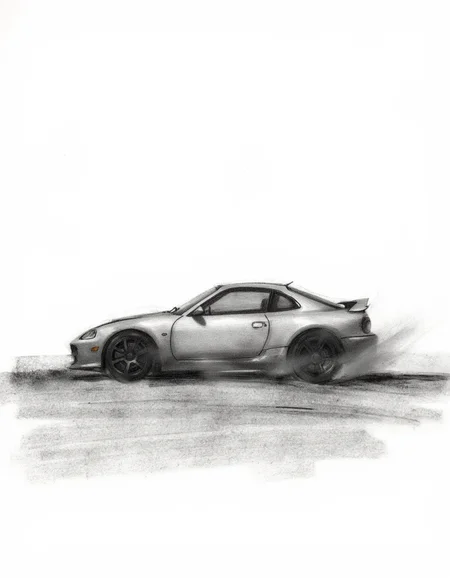 Abstract minimalist Charcoal drawn Sportscar concept art. Large strokes, less detail. Very minimal. Liminal. Abstract.<lora:Charcoal.safetensors:1.0:1.0>