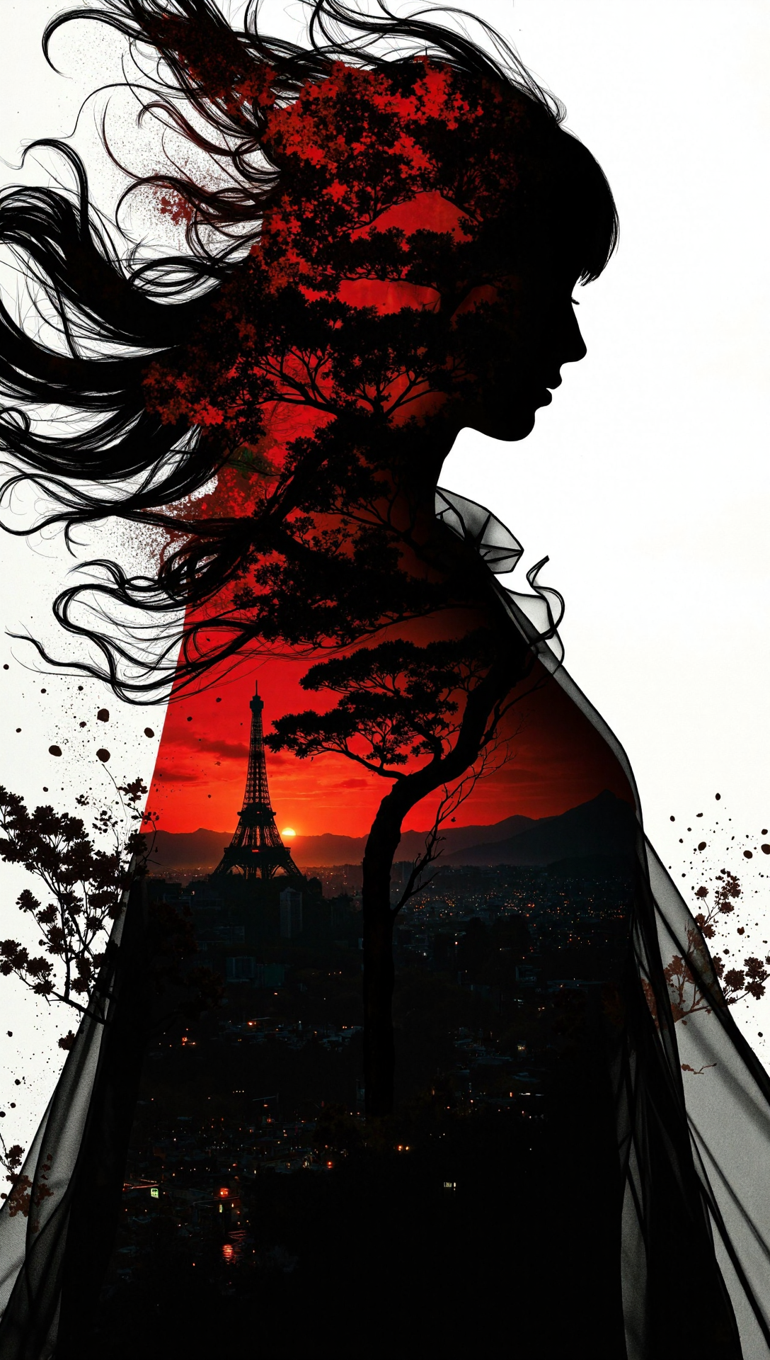 mysterious silhouette ninja woman,rural japan,goddess,alluring,by Minjae Lee,Carne Griffiths,Emily Kell,Steve McCurry,Geoffroy Thoorens,Aaron Horkey,Jordan Grimmer,Greg Rutkowski,amazing depth,double exposure,surreal,geometric patterns,intricately detailed,bokeh,perfect balanced,deep fine borders,artistic photorealism,smooth,great masterwork by head of prompt engineering