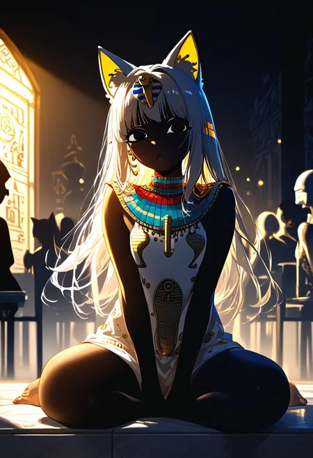 (masterpiece, best quality), (score_9, score_8_up, score_7_up,source_anime), 4K8K, high res image, Uncorrected, white print, lineart print, print,
from front, body focus, portrait,
Ankha_(Animal_Crossing), (solo:1.3),
(animals), silhouette, backlit, backlighting, dark night, Porcelain Mix Gold, pmg style,
(golden lines, white silhouette skin, Skin like porcelain),
sitting, bent over, spreading legs, Arms between legs, Porcelain wall, (small stature, petite:1.3), (breasts:1.1), (white hair, verry long hair, cat ears, cat's eyes, Ankha eyes),