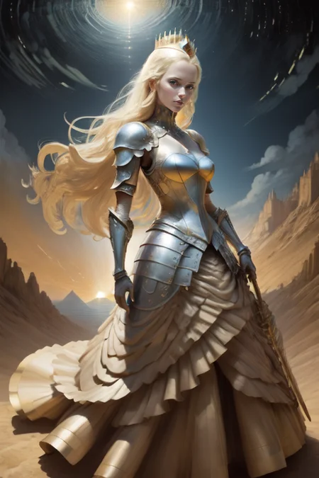breathtaking 1girl, full shot, full body, <lora:alienskin:0.3> <lora:baltik-cubism-style-darquelilly-v1:1> baltikcubismstyle, mountain background, early morning lighting, billowing hair, <lora:2023-05-14_005549:0.2> CM-Beautiful_armor,armor, shield, shoulder_armor,crownï¼weaponï¼swordï¼, masterpiece, award-winning, professional, highly detailed