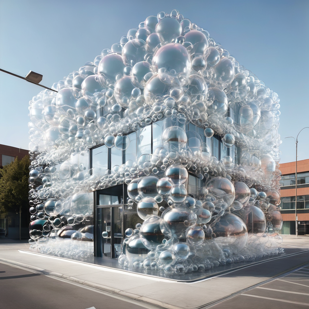 a office building made of transparent bubbles, wow_bbls