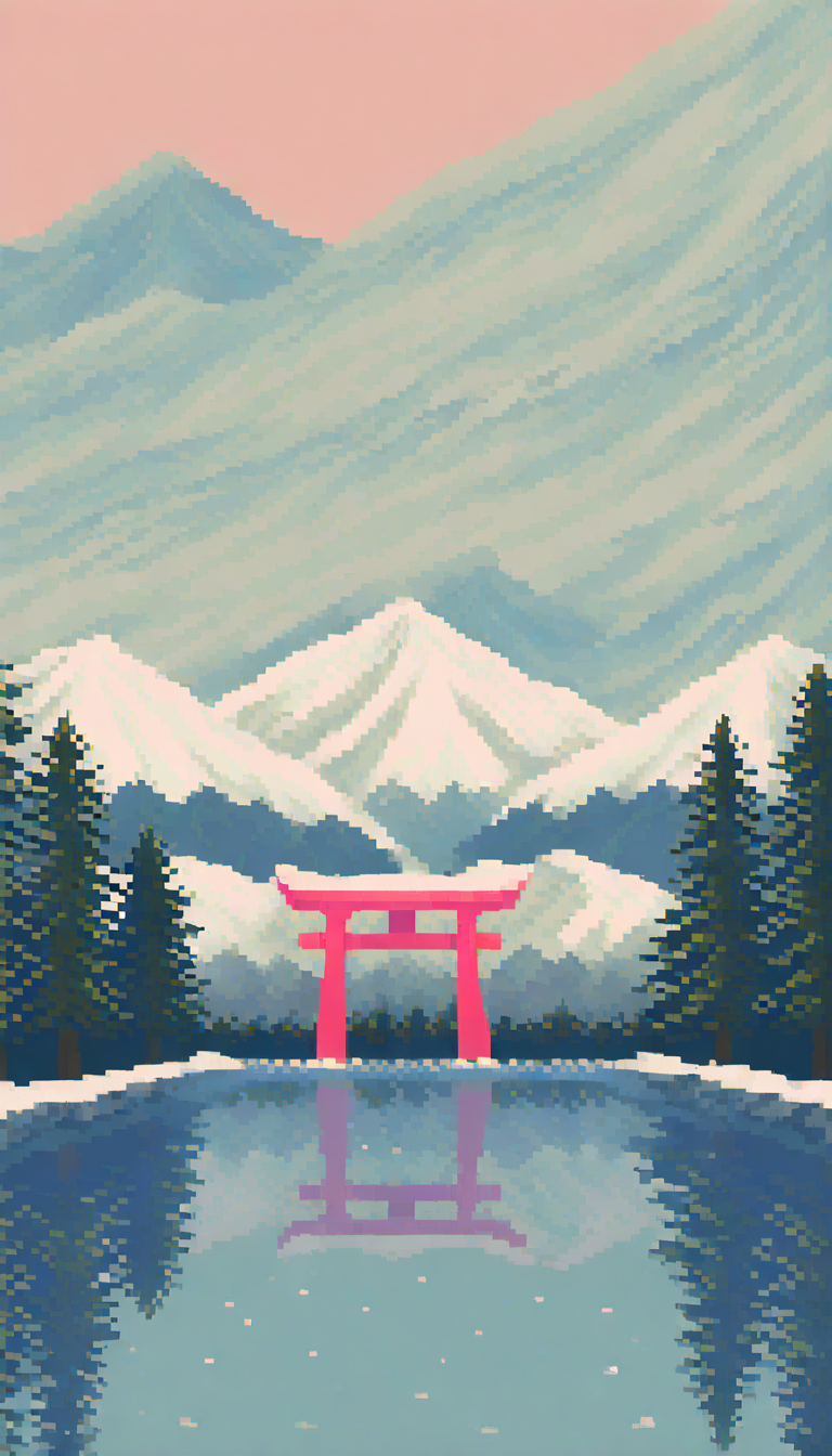 pixel art, by tomoruka mr, torii, solo, outdoors, snow, no humans, 1girl, mountain, tree, water,
masterpiece, best quality, very awa, absurdres
<lora:noobai_epred_11_pixel_art_v1:1>