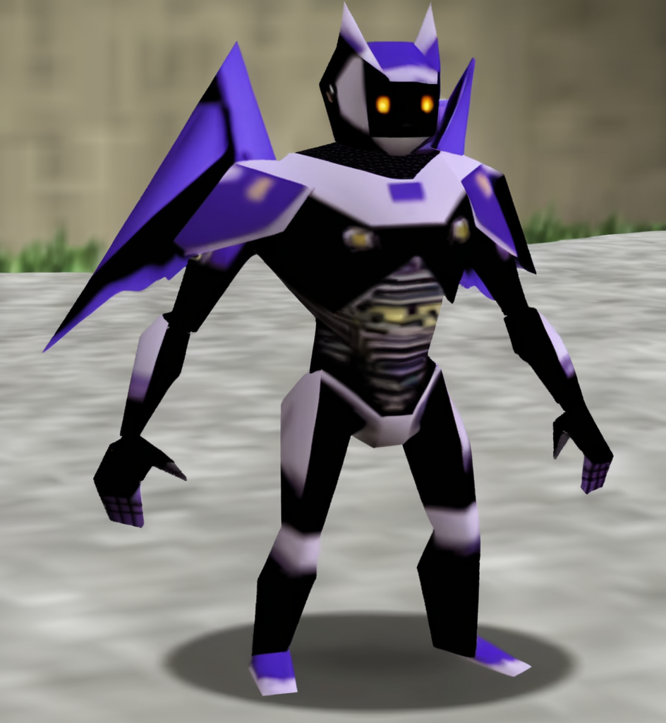 <lora:oot-xl-merge-final:1> a robot in a bat suit, n64style