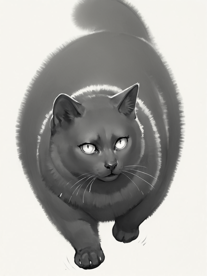 score_9, score_8_up, score_7_up, score_6_up, score_5_up, score_4_up,   <lora:p3np0v4cXLP:1> p3np0v4c, black cat, monochrome, p3np0v4c, white background, fluffy
