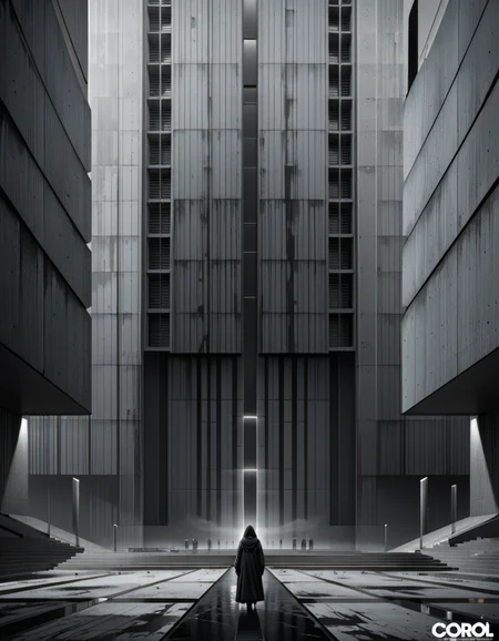 horror-themed Wide angle digital illustration, (Modern very tall building in brutalist style touching the sky:1.3), Vertical lines facade, Recessed rectangular windows, (Black and white contrast:1.2), Symmetrical streetlights, Antenna-like design, (Small human silhouettes:1.3), Grand entrance, Open plaza, Dark background, (Ghost portal in sky:1.3), Soft front lighting, White reflections, Stark atmosphere, Inspired by 33 Thomas rendering.
Masterpiece,best quality,hi res,8k,hi res,8k,award winning,(sharp focus, intricate, highly detailed), <lora:Brutalism:1> Brutalism <lora:EdobHorrorLandscape_XL_v1.0:1> EdobHorrorLandscape, eerie, unsettling, dark, spooky, suspenseful, grim, highly detailed