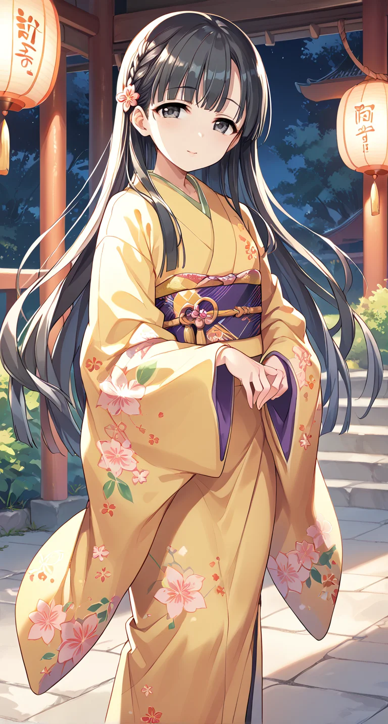 score_9,score_8_up,score_7_up,
official art,official style,game cg,megami magazine,
uncensored,
1girl,
kbykwse kimono,kobayakawa sae,black eyes,black hair,braid,eyebrows visible through hair,
japanese clothes,kimono,long hair,long sleeves,print kimono,shiny,shiny hair,wide sleeves,
flower,hair flower,hair ornament,highres,
bangs,blunt bangs,bow,
<lora:idolmaster_kobayakawa_sae_pony_v1:1>,