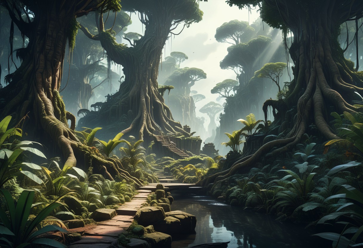 score_9, score_8_up, score_7_up, score_6_up, Cinematic fantasy style, sharp, (high quality, 4k, 8k, high definition, masterpiece: 1.2), illustrated movie poster, hand drawn, full color, beautiful ultra detailed book cover illustration of a ((Jungle)) the jungle against the backdrop of a giant spaceship, detail fantasy, hyper detail, 4k, realistic style, fantasy style, painterly style, high detail, hyper detail, low contrast, dull colors, exposure blending, HDR, faded, super detail, professional art, high detail fantasy,
<lora:linquivera:0.75>, 4k, hyper detail, fantasy style, hyper realistic, spectacular style, cinematic style, no background fantasy style, hyper detail, professional art, bartosz tchorzewski fantasy style, high detail, hyper detail, 4k, realistic style, face painting style fantasy style, 4k, painterly style, hyper detail, dark room, hdr, intricate, elegant, highly detailed, sharp focus, ((((cinematic look))), soothing tones, crazy details, intricate details, hyper detailed, low contrast, soft cinematic light, dull colors, exposure blending, hdr, blurred