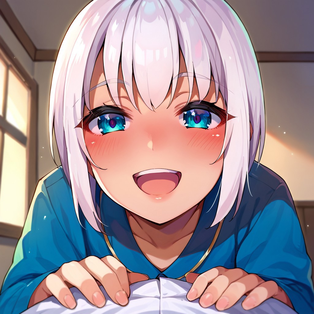score_9, score_8, score_7, source_anime, asatsuki, POV, looking at viewer, blush, smile, open mouth, upper teeth only