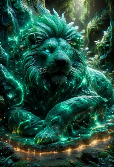 Transforming Worlds with Malachite, intricate animal sculptures, 3D render, hyper-realistic details, vibrant textures, natural lighting, by artists like Greg Rutkowski and Artgerm, showcasing a lush environment, 8k resolution, fantasy theme.
3d-rendering, concept-art, digital, dreaminess, futuristic, multimedia, sculpture, virtual-reality
concept-art, awesome full color, fantasy, epic, majestic, magical, dreamy, perspective, light and shadow, moody, epic, 
beautiful, painterly, aesthetic, textural, vivid, vibrant, intricate details, highly detailed, ultra-detailed, absurdres, 
ais-blmn, 
malachite_style