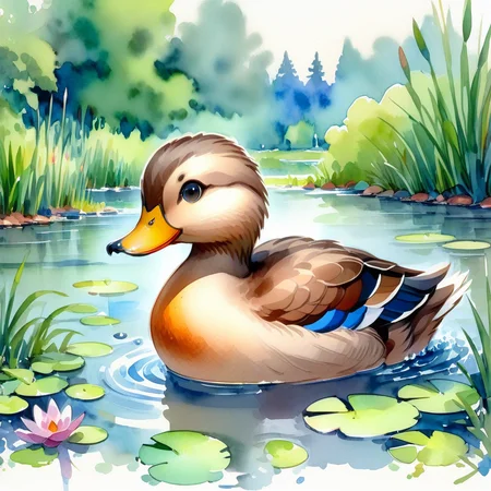 SoftWaterColors, a duck at a pond, BREAK
<lora:SoftWatercolors:1>