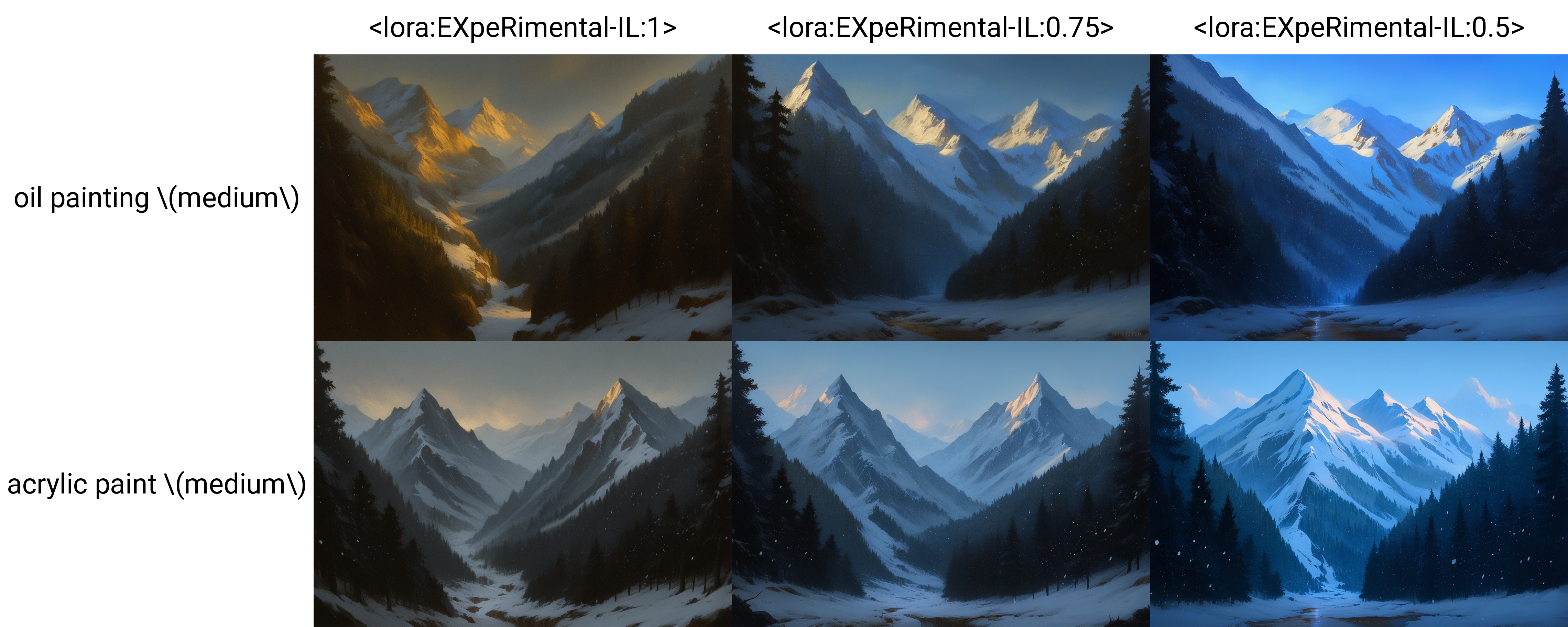 very awa, masterpiece, best quality, hightres, absurdres, scenery, no humans, snowing, mountain, forest,  oil painting \(medium\), <lora:EXpeRimental-IL:1>