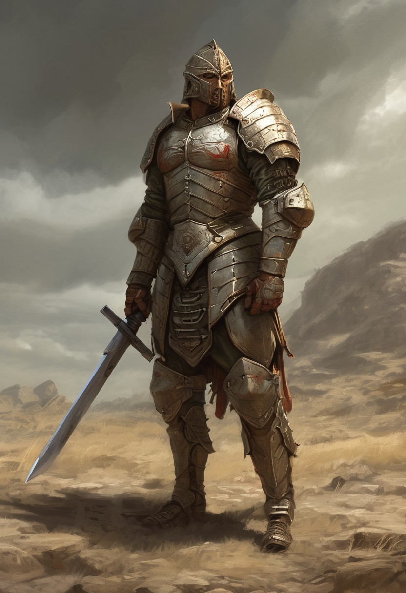 Bulgarian,  warrior ,soldier .A warrior from the future with high-tech armor and weapons. It could be in a spaceship or on an alien planet. Ready for battle: The warrior stands in a heroic stance, weapon in hand, ready to attack. Determined and Serious: The warrior appears focused and ready to fight. Inspirational and Courageous: The Warrior exudes confidence and inspires the soldiers around him. Tired but Persistent: The warrior shows battle weariness but is determined to continue. Sad and Thoughtful: The Warrior reflects on the human cost of war. Additional tips: Weapons and Equipment: Weapons and equipment should be appropriate for the warrior's era and style. Background and Environment: The background can emphasize the story, such as a battlefield, a fortress, or a natural landscape. Realistic Anatomy: If the warrior is unarmed, note the realistic proportions and musculature.