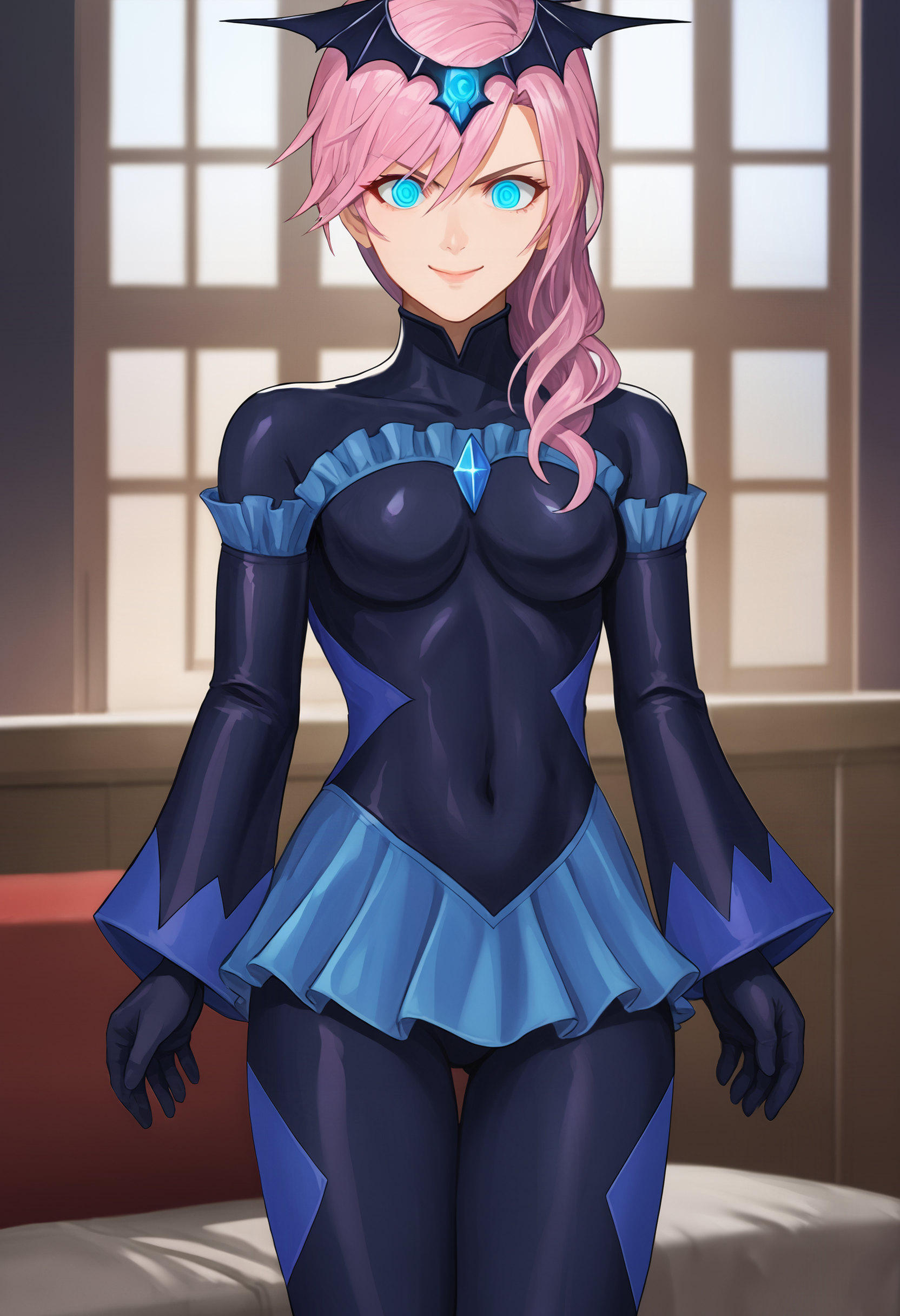 score_9, score_8_up, score_7_up, source_anime,
 lightningfarron, 1girl, 
evil smile, closed mouth, evil,
badend bodysuit, blue badend, badend tiara,
standing, cowboy shot, mind control, 
indoors,
<lora:bad-end-ot4-006:1.0>  <lora:ffxiii_lightning_ponyXL:0.8>