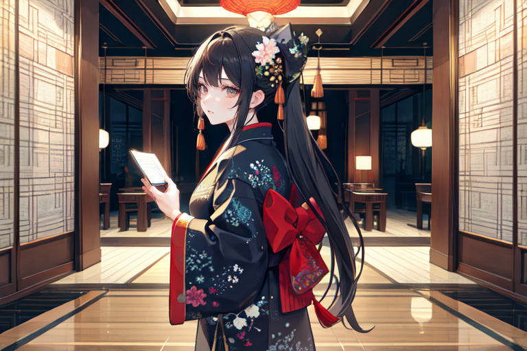 highly insanely detailed, masterpiece, top quality, best quality, highres, 4k, 8k, RAW photo, (very aesthetic, beautiful and aesthetic),  
(code_style,codestyle),traditional chinese text,japanese text,english text,(sympattern,geometric pattern),geometric pattern wallpaper,doodle pattern,symbolic patterns, 
<lora:CodeStyle (half generic class)_564920:0.3>, 
(1girl:1.3), 1other, 
hotel lobby interior,âââ