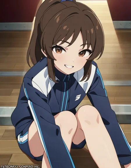 best quality,masterpiece, 4k, uncensored, prefect lighting, rating_explicit
1girl, solo,tachibana arisu, brown hair, brown eyes, long hair, bangs
tcbnarisu_CC, ponytail, shoes, track jacket,gym shorts
,smile ,upper body, looking at viewer
,newest,official art,face focus
<lora:tachibanaarisu_animagine_v1:0.7>
