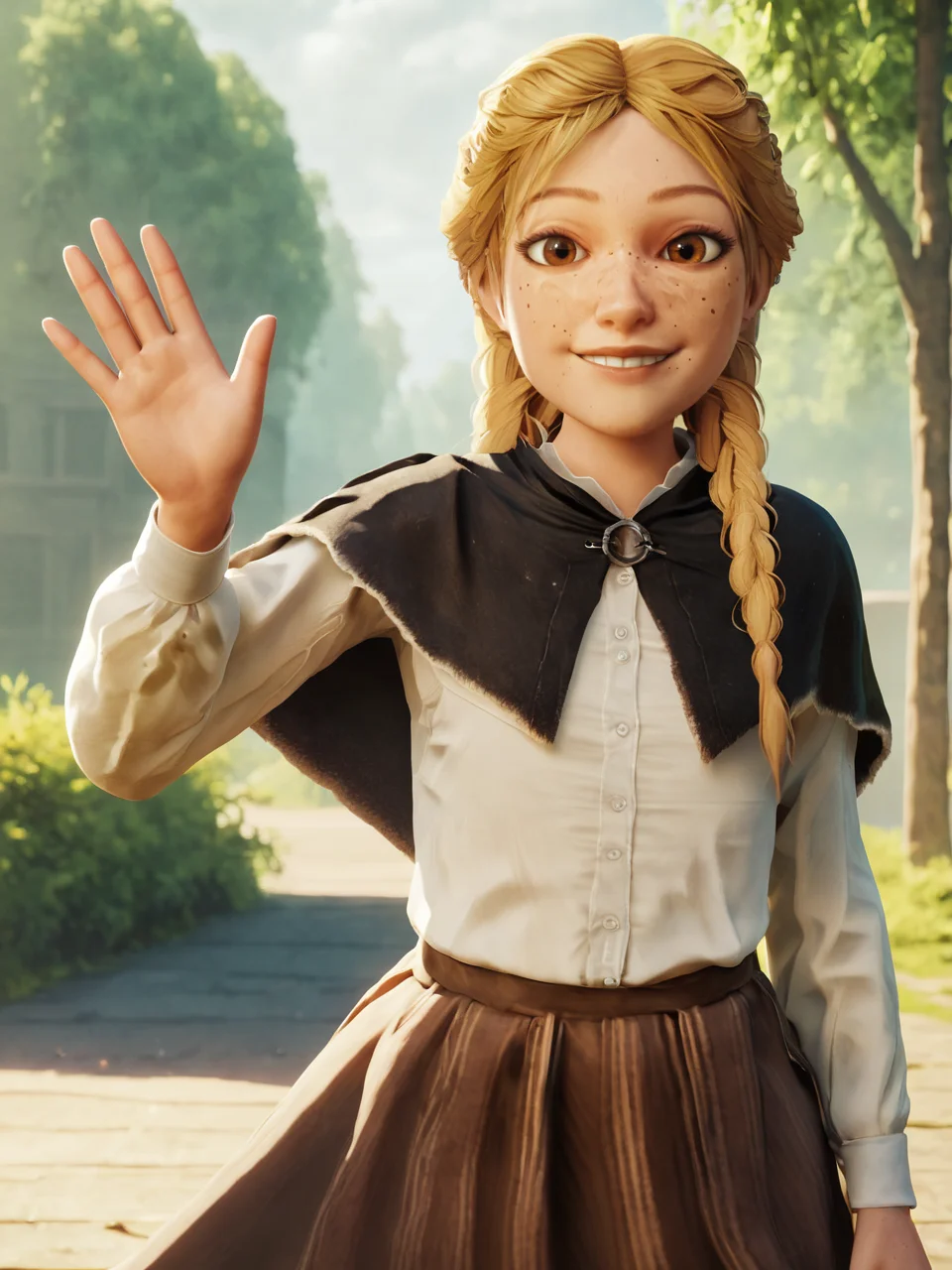 score_9, score_8_up, score_7_up, BREAK, Lillemor, 1girl, brown eyes, freckles, smile, looking at viewer, <lora:Lillemor:1>