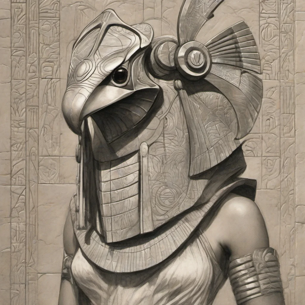 deatiled drawing of a female <lora:stargateHorus-SDXL:1.0> stargateHorusl in a eqyptian temple