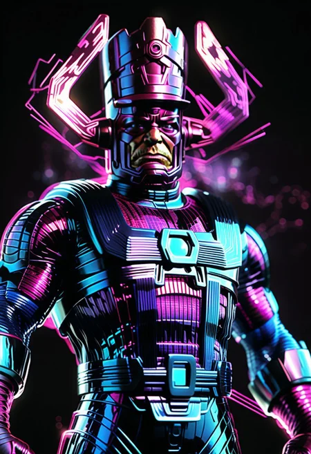 galactus made of tiny neon glass filaments, <lora:World_of_Glass_Filament:0.8> HD, 8K, ultra detailed, highly detailed comic picture of galactus , (high resolution comic book art style quality:1.3), 4k epic detailed, ultra realistic digital art, a hologram, holography