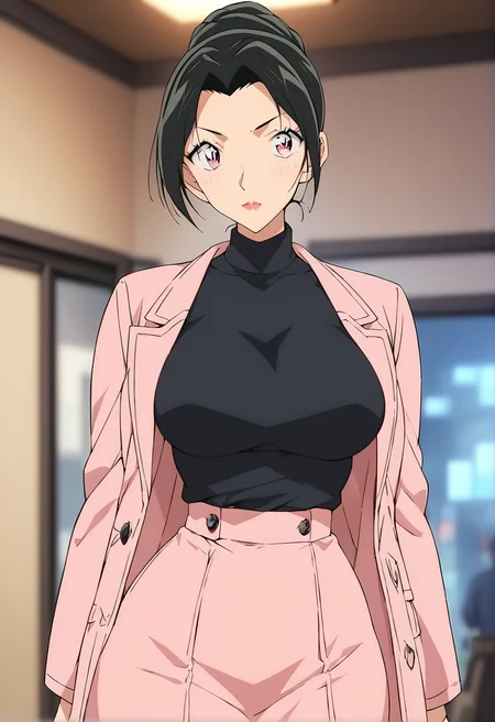 score_9, score_8_up, score_7_up, score_6_up, Light Outline,
((1girl,solo,Portrait,front view,milf,)),
large breasts, thin thighs,thin hips,thin waist,
Uehara Yui ,black hair,hair bun,makeup, long black hair,Pink trench coat, black sweater,baggy skirt,
(Sheer Textured Dark Pantyhose,blurry background, ),
<lora:PONY_Yui_Uehara_Anime_Detective_Conan:1>