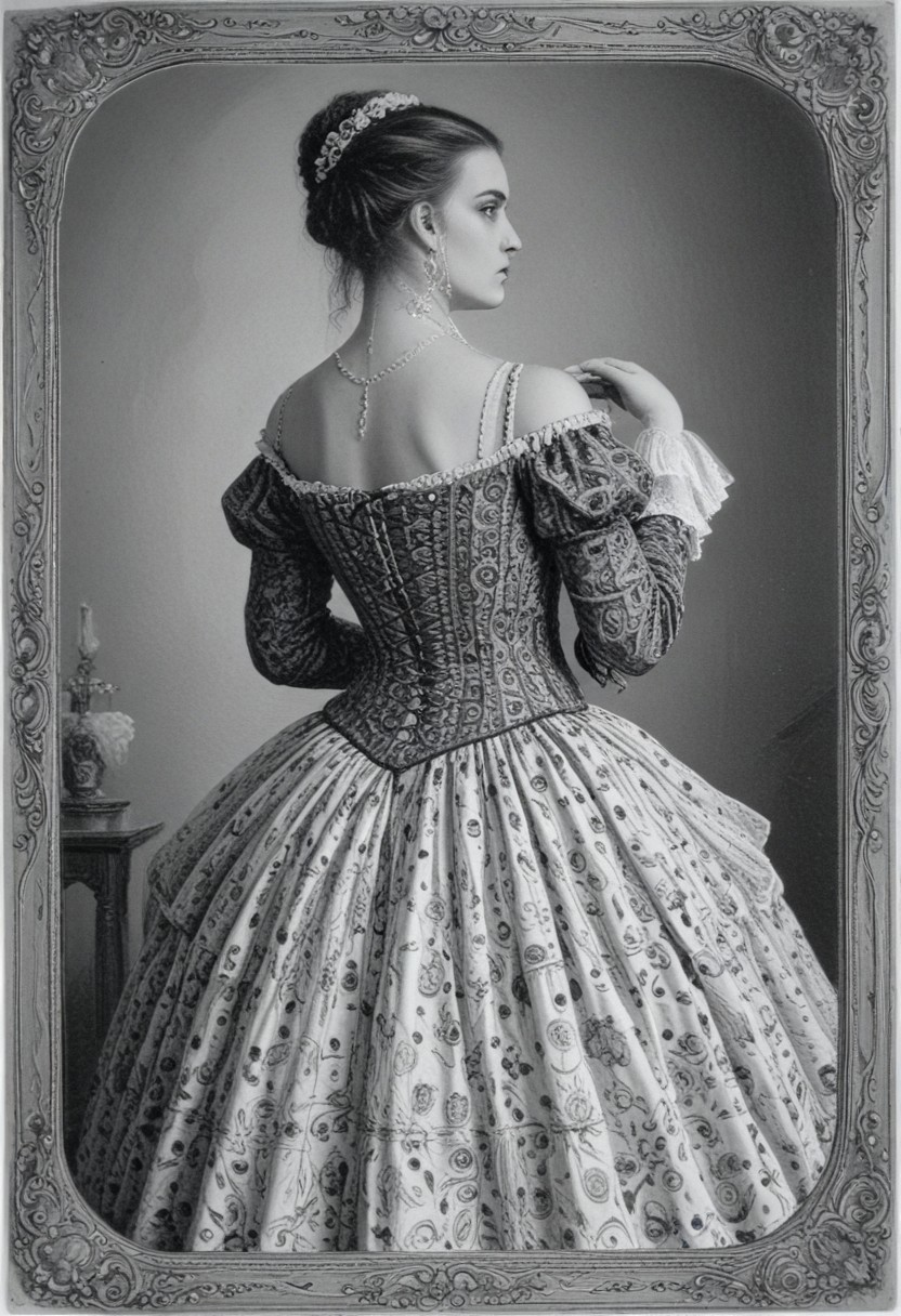 patterned back of a card, victorian_style, (llbreton, monochrome,greyscale)