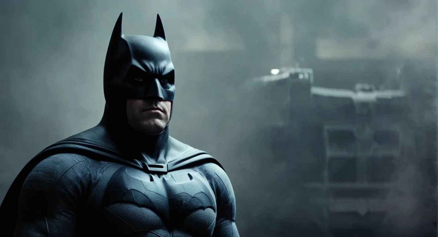 concept art of  Cinematic Film stock footage in (arri alexa style) Kodak film print,   <lora:batman:1> batman a man in a batman mask and goggles, digital artwork, illustrative, painterly, matte painting, highly detailed