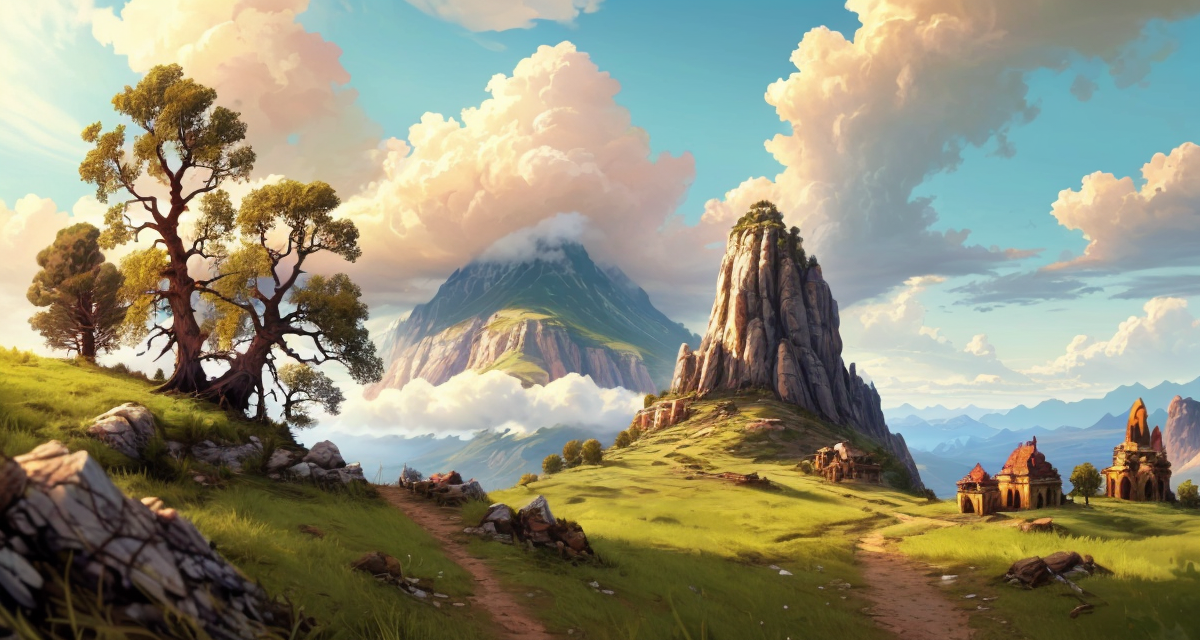 <lora:philipp_urlich:0.80> outdoors, scenery, cloud, no humans, cloudy sky, tree, landscape, mountain,
<lora:Wasteland:0.65> Wasteland, the, and, with, wasteland, background, city ruins, designed by Pablo Munoz Gomez, wallpaper art of a best quality, ("The City of Nature":1.2) , Relaxed, emotional, flora