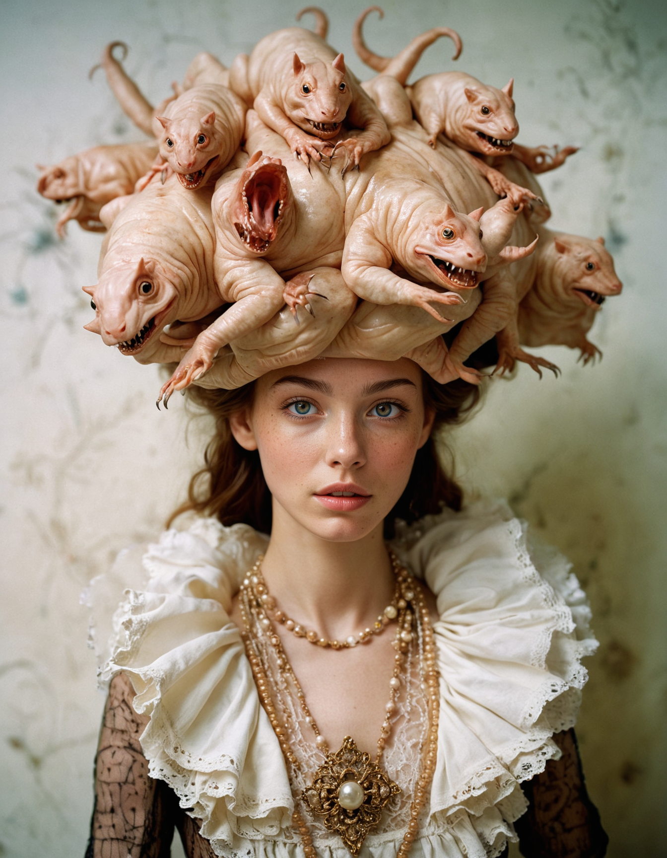 hyper realistic and highly detailed,  attractive, stunning, bizarre, grotesque, by Albert Edelfelt  and by tim walker