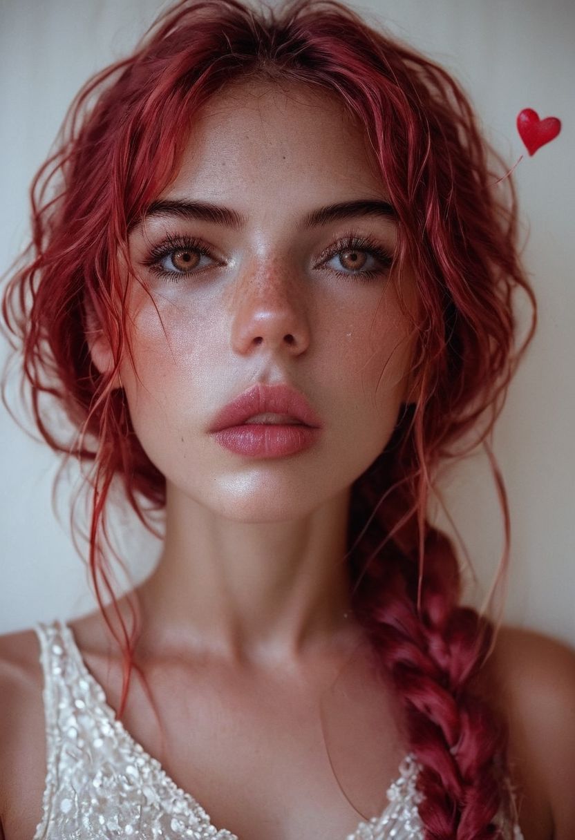 score_9, score_8_up, score_7_up, score_7, score_6_up, solo, 1girl, beautiful 20 year old girl, very long red hair, braid, big brown eyes (perfect breasts), photo, detailed, sharp focus, blowing a kiss, diaphanous dress, Beuty, Natural skin, stiff nipples