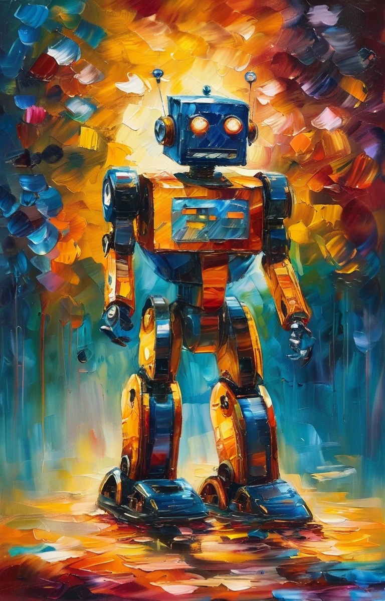 masterpiece,best quality,<lora:tbh438-sdxl:0.8>,illustration,style of Leonid Afremov
portrait of Housework robots