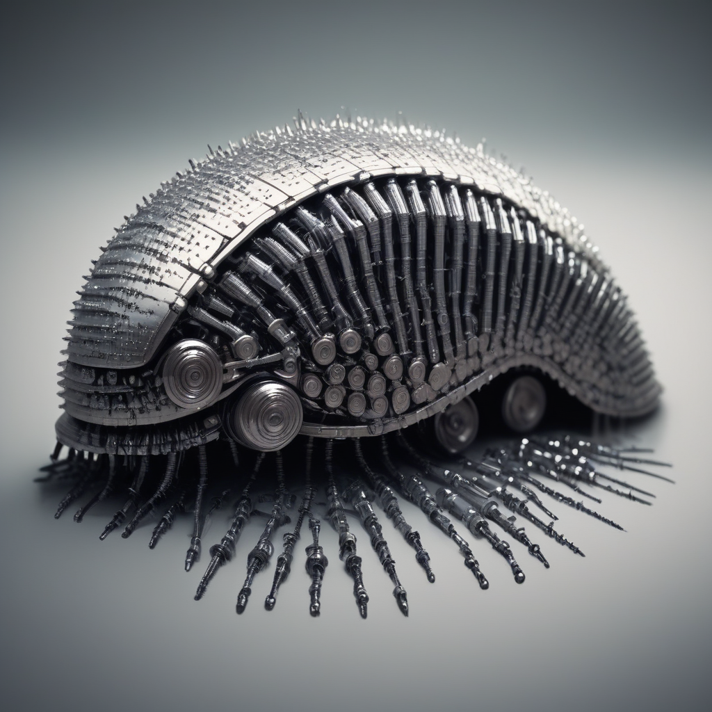 embedding:lazyup, 1boy, cybernetic snail with spiral shell made of stacked machine screws, crawling across motherboard landscape with capacitor trees, fastenerswm <lora:FastenersWMv0.4:1.0000000000000002> <lora:TrendCraft_The_Peoples_Style_Detailer-v2.0A-3_13_2025-PonyXL:0.4000000000000001>