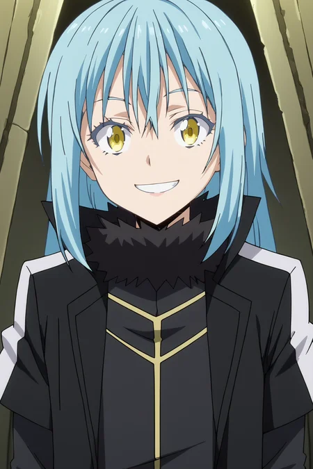 score_9, score_8_up, score_7_up, source anime, prefect lighting, very aesthetic, BREAK, anime screencap, anime coloring,
<lora:rimuru_tempest_v1-pdv6:1>, 1other, rimuru tempest, tensei shitara slime datta ken, yellow eyes, blue hair, long hair,
layered sleeves, short over long sleeves, black fur collar, coat, belt buckle, black coat, pants, open coat, black jacket,
BREAK, smile, looking at viewer, (upper body:1.5),
BREAK,