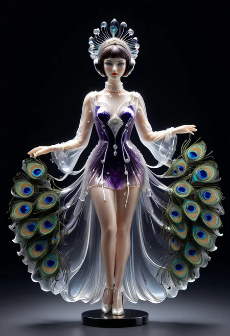 murano_glass_style, girl,1wa0, priestess, inaLoungewear, short hair, purple hair, bob cut, blunt bangs, pointy ears, blue eyes, mole under eye, hairclip, white t-shirt, print shirt, headphones around neck, short shorts, black shorts, barefoot,, dark highlights hair, white veil, red eyes, tears, emotionless expression, choker, neon purple see-through silk jacket, neon-purple Peacock gown, see-through silhouette, white thighhighs, standing, wind, field of black flowers, flower petals flying, night time, from above, BREAK masterpiece, best quality, ultra-detailed, very aesthetic, sharp focus, depth of field, vibrant colors, ray tracing, best lighting, detailed illustration, detailed background, cinematic, beautiful face, beautiful eyes, blum effect, highly detailed, ambient occlusion, intricate cinematic neon background, best lighting, sharp focus, galaxy background, nebula, stars, neon space
