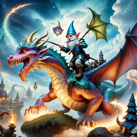 Fujifilm quality photograph (best quality)++, (masterpiece)++, (detailed)+, elf on the shelf fighting a Dragon, (fantasy illustration)1.3, enchanting Dragon battle elf on the shelf, mystical battle, (many gnomes battling)1.4 (whimsical charm).4 Otherworldly charm, mystical sky, (Luis Royo)1.2, (Yoshitaka Amano)1.1, moonlit night, soft colors, (detailed cloudscape)1.3, (high-resolution)1.2 (gnomes  battling everywhere)1.2 , <lora:DonM3t3rn1tyXL-v1.1:0.3> DonM3t3rn1tyXL <lora:DonMD1g174l4sc3nc10nXL:0.3> DonMD1g174l4sc3nc10nXL  <lora:Dragons:0.8> dragon  <lora:EnvyMagicalXL01:0.3> magical <lora:FantasyLandscape:0.8> FanLan