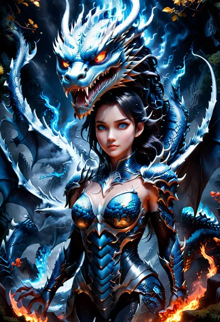 frozen,blue light and shadow,the water freezes,the art of dreamy ice,ching,fire,beautiful detailed glow,detailed ice,beautiful detailed water,and cinematic light effects. Dragon Fire, Blue scales, A dark fantasy setting with swirling snow. raw energy and intensity,steam,blue light breath,((dragon)), ((dragon background)),winter snow method,mecha clothes, robot girl, sliver bodysuit, dragon wings, ((a dragon girl)), beautiful detailed sliver dragon armor,ink,(((bone))), (((ribs))), rose, black hair, blue eyes, greyscale, no shadow, simple background, bright skin,blue flames,air conditioning,atmosphere of horror,blue beams,glowing eyes,subtle interplay of light and shadow enhances the mystique,emphasis on human body's natural beauty and sensuality,Detailed beautiful delicate face,(realistic, photorealistic, RAW photo, detailed, beautiful, film grain:1.6),, edge light,amateur photo,Flash Photography,Split Lighting,front lights,font bright light,Night photography,volumetric lighting,atmospheric lighting,dramatic contrast,Shadow effect,fluorescent dust, fFaceDetail, OverallDetailXL
