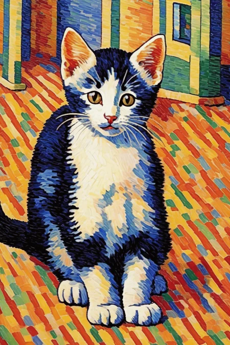 <lora:Paul Signac Style:1>Paul Signac Style - A kitten in the style of Paul Signac