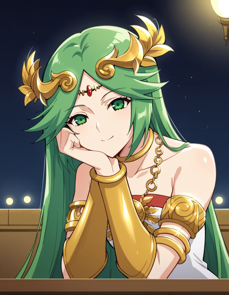 score_9, score_8_up, score_7_up, source_anime, <lora:palutena-trailer-ponyxl-lora-nochekaiser:1>, palutena, long hair, bangs, very long hair, green eyes, green hair, parted bangs,, dress, bare shoulders, jewelry, necklace, white dress, strapless, tiara, strapless dress, armlet, neck ring, gold,, runway, landing, lights, speed, takeoff, smile, sitting, head rest, table,, looking at viewer, solo,, dutch angle, cowboy shot
