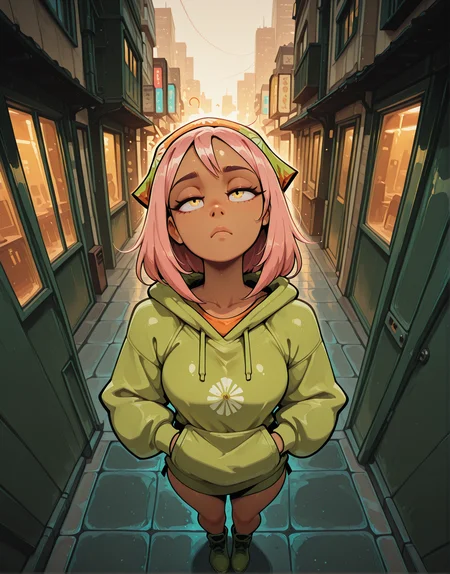 anime,masterpiece, best quality, absurdres, newest, very aesthetic, amazing quality,highres,sensitive,atmospheric lighting,<lora:Aijalon_Anitoon_v2:0.5> aijalon, <lora:nyunzstyle:0.75> nynzi2, <lora:MoriiMee_Gothic_Niji_Style_Illustrious_r1:0.25> artist:moriimee,
<lora:Aija-chan:0.6> aija-chan, 1girl, bandana, green hoodie, green footwear, hood down, tan,facing viewer, hands on pockets,confused,annoyed, head tilt, looking at viewer,from above, outdoors, city,