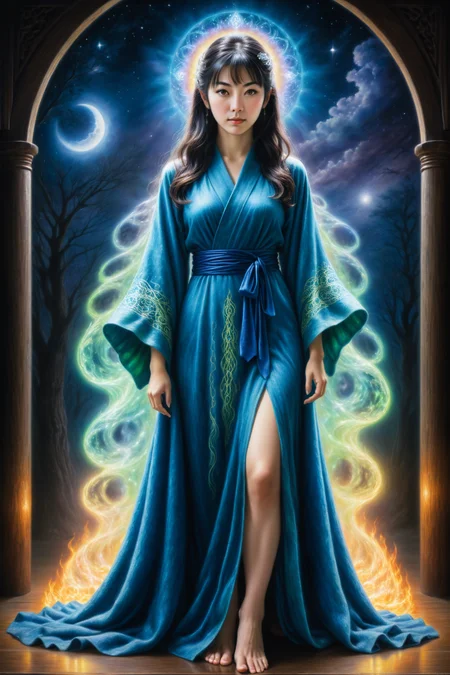 by Arthur Sarnoff , by Leiji Matsumoto , by Ayumi Tanaka , mysterial preternatural sorcerous clairvoyant , oil pastel<lora:oil_pastel:1.00> , full body length, photorealistic, shallow depth of field <lora:more_art:0.30><lora:clothing_slider:2.00><lora:great_lighting:1.30><lora:aesthetic:1.15><lora:photorealistic_portrait:1.25><lora:RMSDXL_Enhance:0.45><lora:RMSDXL_Creative:0.35><lora:RMSDXL_Photo:0.45><lora:RMSDXL_Darkness_Cinema:0.50><lora:XDetail_heavy:0.45><lora:perfect_eyes:0.15><lora:perfect_hands:0.15><lora:midjourney:-0.15><lora:looking_at_viewer:0.75><lora:dpo:0.25>