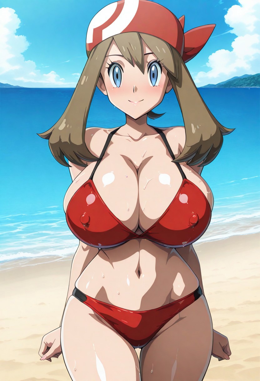 very_aesthetic, best_quality ,high_resolusion, 8K,crisp quality, ultra detailed,perfect_eyes,
anime screencap, Erotic_style, EasyNegativeV2,
straight-on, smile,outdoor,cowboy shot,
May(pokemon),huge_breasts, blue_eyes,
Bikini,sea,beach,sky,
