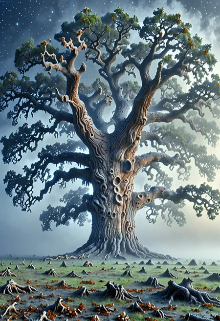 ais-lunar, beautiful ancient alien oak tree in a misty sky, <lora:Lunar_Surface_SDXL:1>