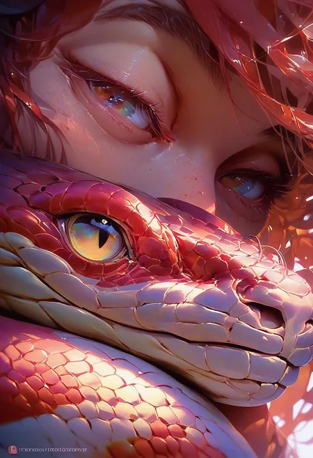 score_9, score_8_up, score_7_up, score_6_up, score_5_up, animalclose-up, 1boy and a red snake,