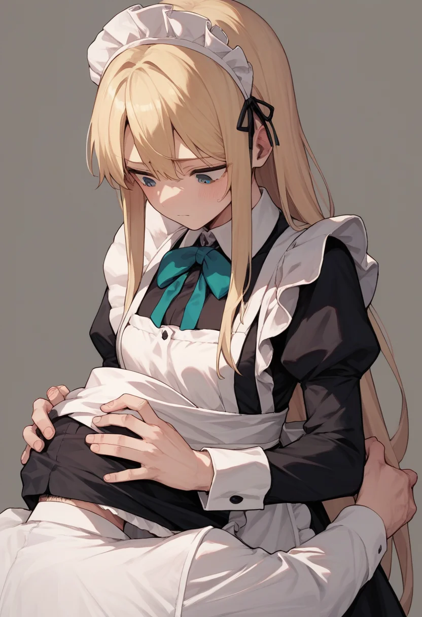 score_9, score_8_up, score_7_up, score_6_up, source_anime, <lora:head_under_anothers_clothes_v0.1-pony:1>
1girl, blonde hair, long hair,
maid, 1boy, head under another's clothes,