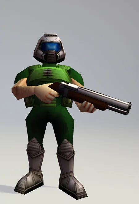 score_9, score_7_up BREAK solo,n64zeldastyle, 3d, polygonal, white background, full body,doomguy, armor, helmet,holding shotgun,visor <lora:zs_N64ZeldaStyleXL:1> <lora:doomguy-v1_pdxl:0.8>