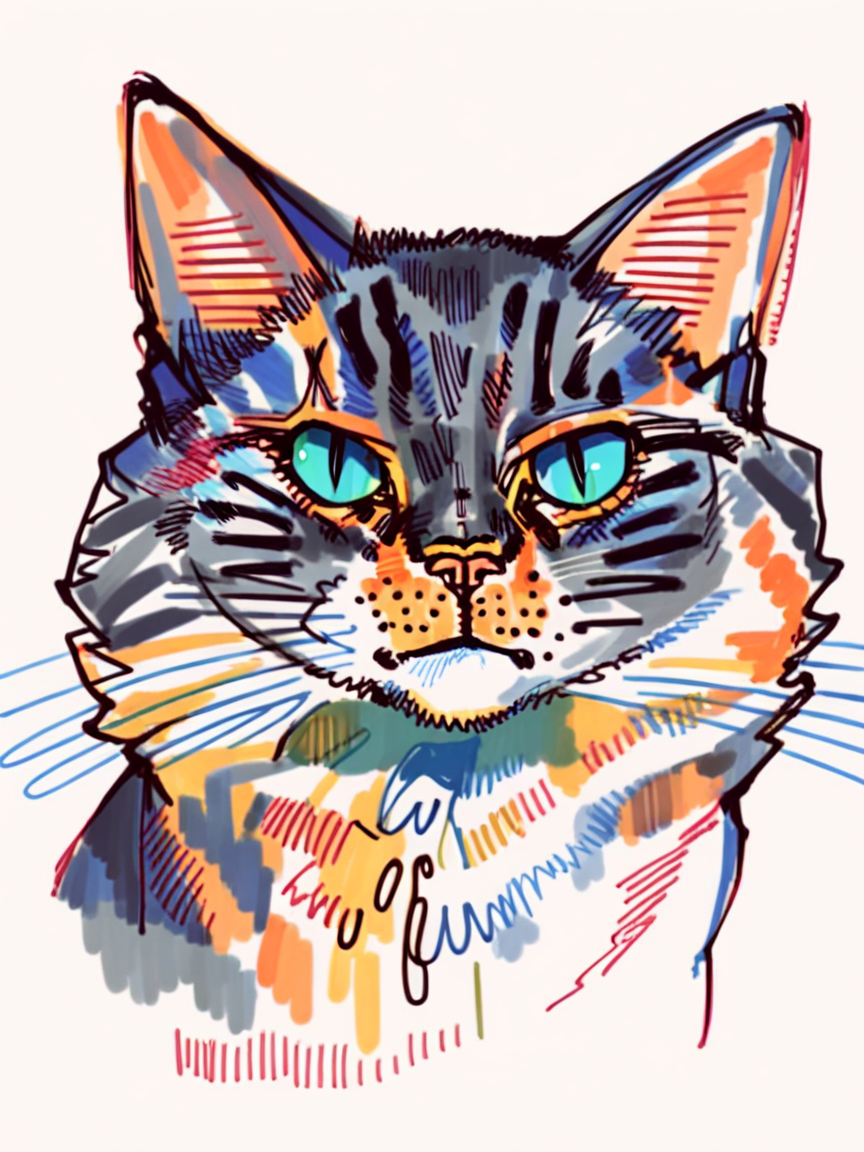 score_9, score_8_up, score_7_up, score_6_up, score_5_up, score_4_up,  <lora:c0l0ursk3tchXLP3:1> c0l0ursk3tch, sketch, cat