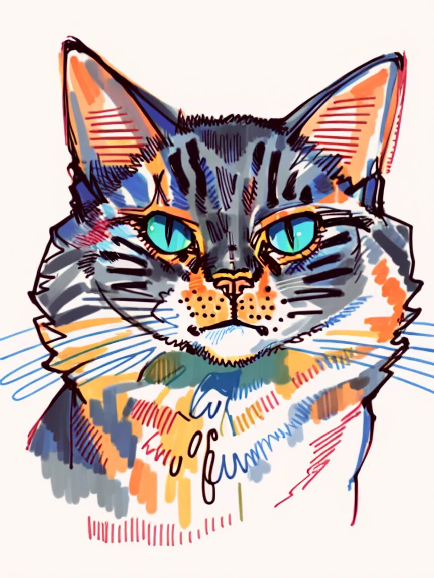 score_9, score_8_up, score_7_up, score_6_up, score_5_up, score_4_up, <lora:c0l0ursk3tchXLP3:1> c0l0ursk3tch, sketch, cat