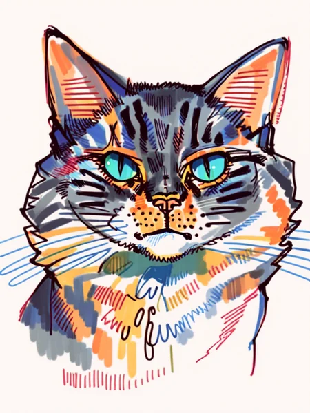 score_9, score_8_up, score_7_up, score_6_up, score_5_up, score_4_up,  <lora:c0l0ursk3tchXLP3:1> c0l0ursk3tch, sketch, cat