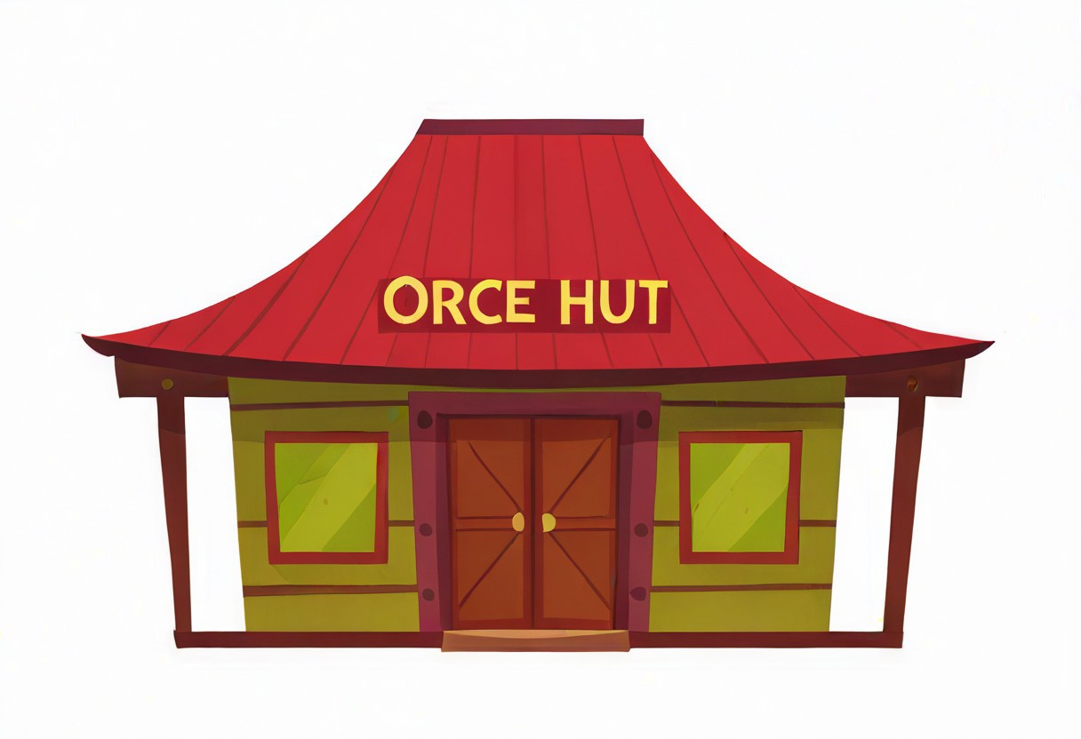 vectback24, minimalistic, vector art, lean lines, illustration, graphic design, vector graphics, 
orc hut